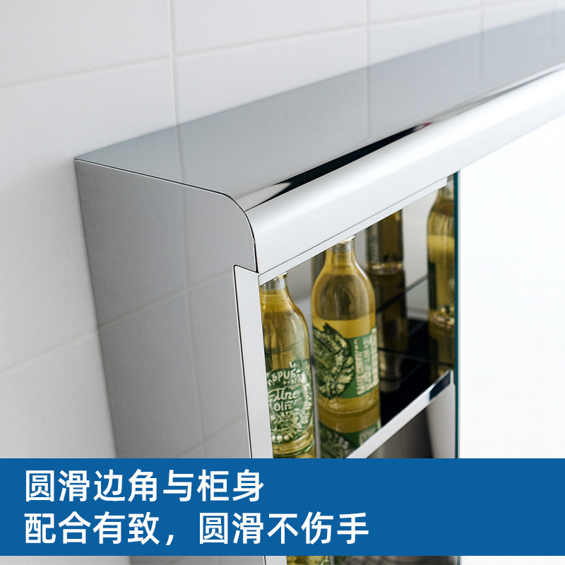 跨境批发不锈钢镜柜单独挂墙式卫生间现货洗浴镜柜圆弧浴室镜柜厂|undefined