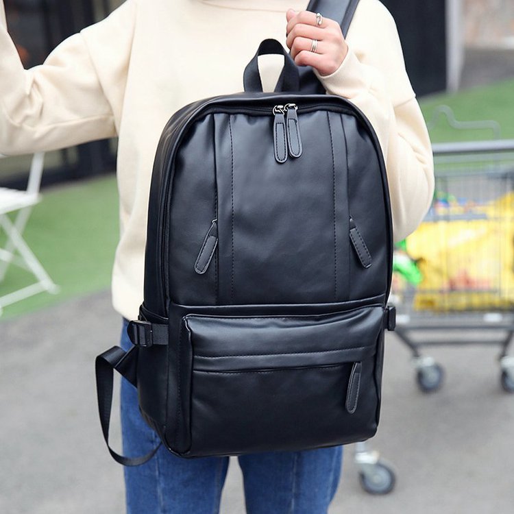 Bolso de viaje de los hombres ocasionales bolso de los hombres de moda mochila estudiante de secundaria estudiante Mochila De Cuero PU moda estilo coreano mochila