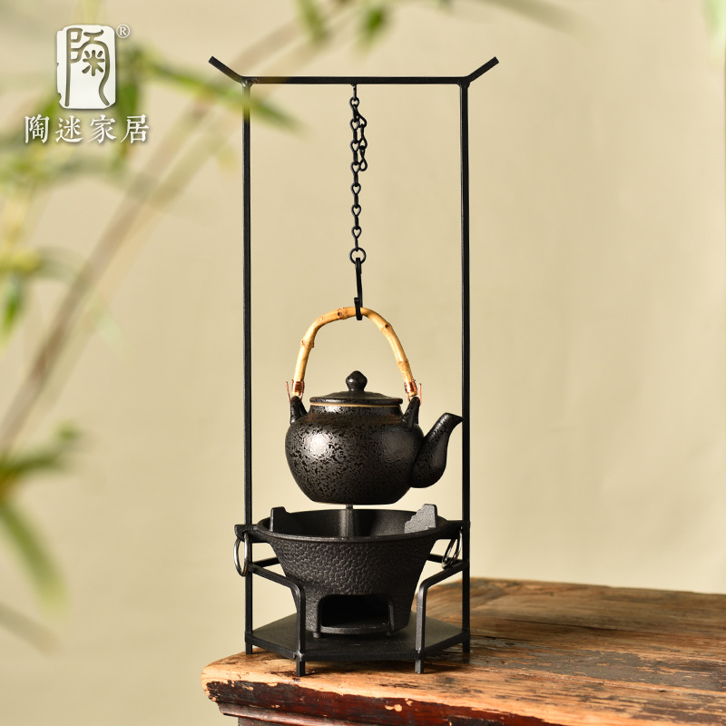 陶迷围炉煮茶器具全套铸铁凉艺挂钩炭炉烧水提梁壶家用庭院取暖