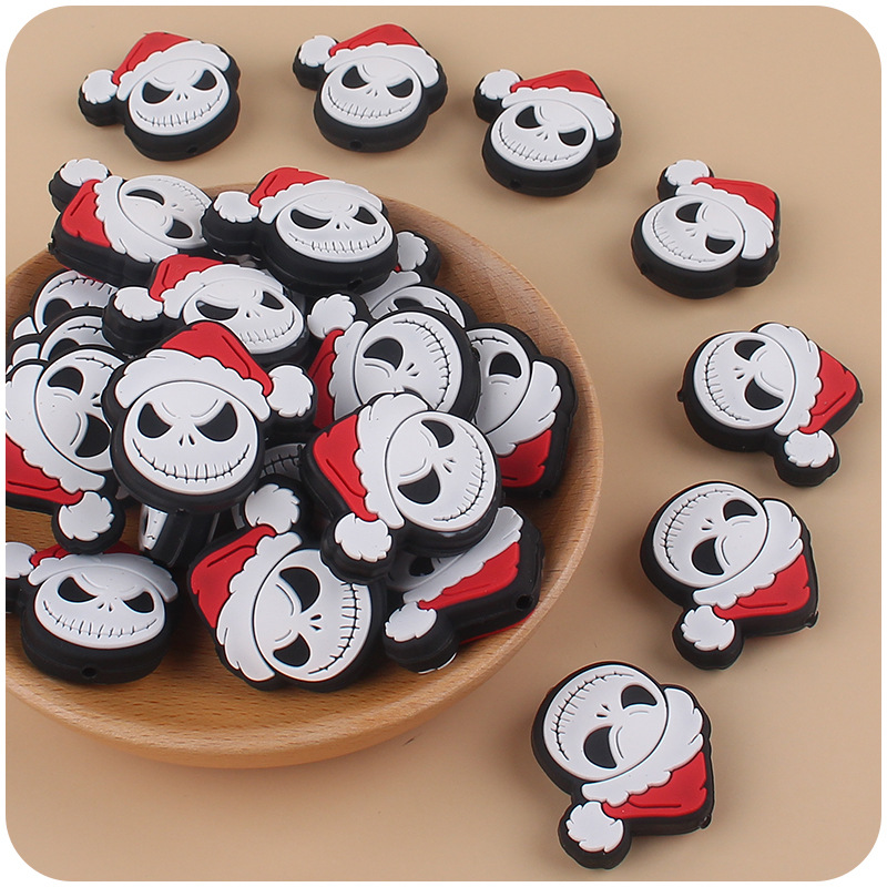 Nuevo bebé de dibujos animados Santa Claus cabeza pequeña mordedor creativo DIY bebé molar pezón cadena teether Accesorios