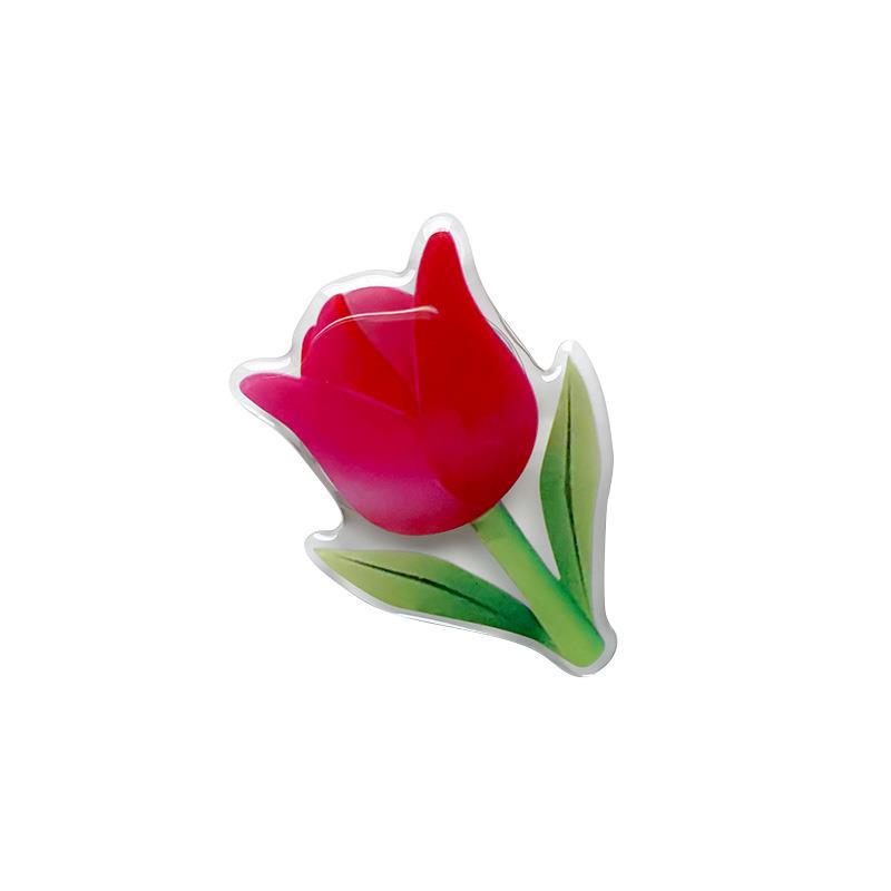 Minimalist phone airbag holder with small fresh tulip flower back, stable Instagram style and niche finger ring buckle_voghion.com