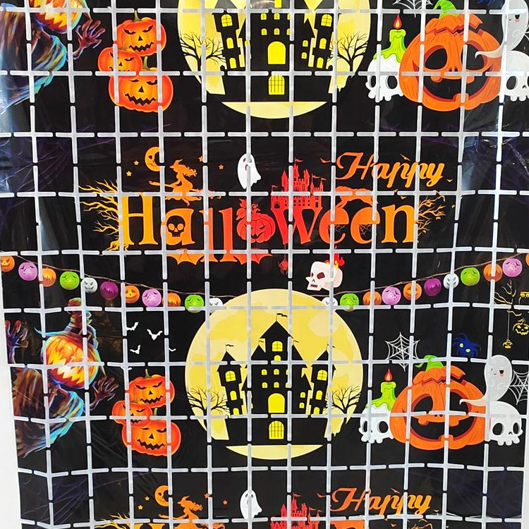 Suministros de fiesta de Halloween Lámpara de calabaza Decoración de fiesta de Halloween Decoración de fiesta de Halloween Cortina cuadrada de calabaza