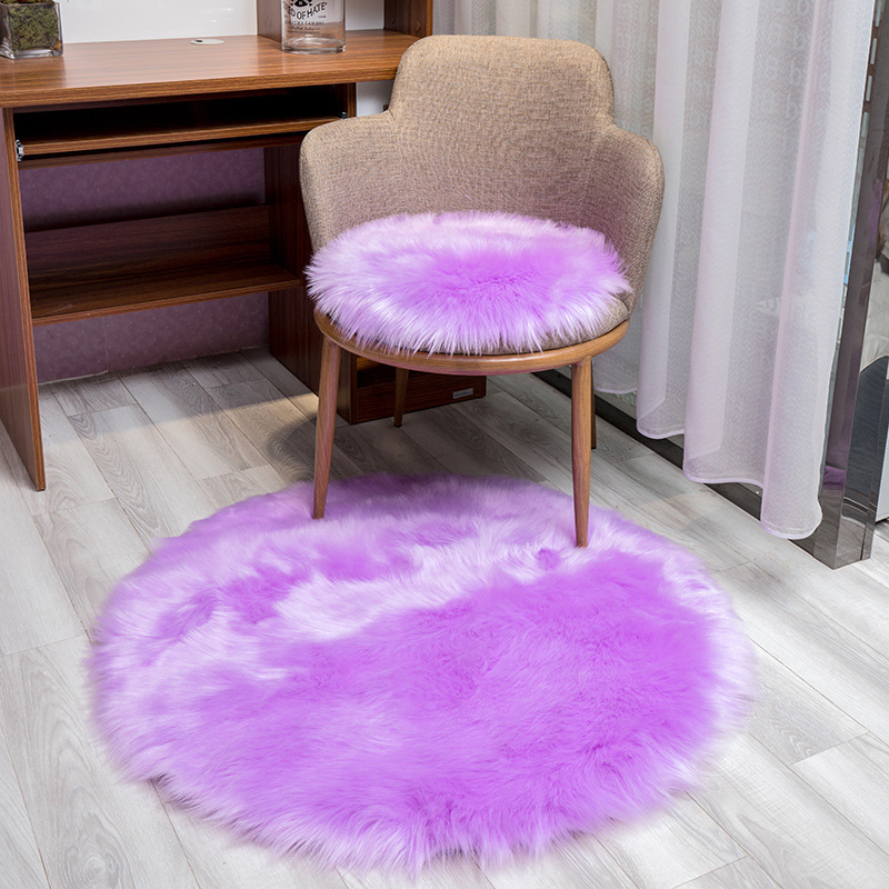 Alfombra de peluche larga dormitorio redondo chica silla mecedora silla de computadora mantas de lana nórdico alfombra de armario image 13
