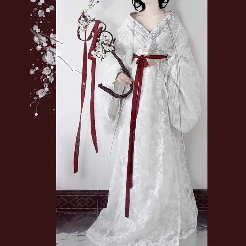 White Hanfu Dress for Women, Ancient Style, Fairy-Like, with Cross-Collar and Large Sleeves, Straight Hem, Traditional Costume Set, 2026 New Model for Spring and Autumn White Hanfu Dress for Women, Ancient Style, Fairy-Like, with Cross-Collar and Large Sleeves, Straight Hem, Traditional Costume Set, 2026 New Model for Spring and Autumn