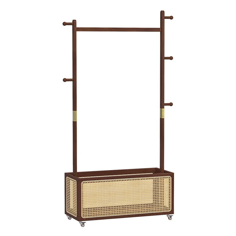 Percha de ratán de madera maciza, dormitorio, piso, sala de estar, hogar, estante de ropa junto a la cama, percha extraíble, canasta de ropa sucia