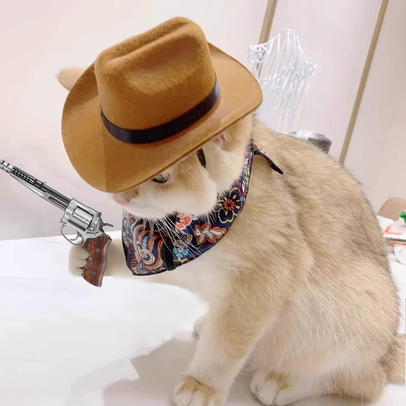 Ковбойская шляпа для кошек, головной убор для домашних животных, ковбойская шляпа в стиле вестерн, фото, шлем для маленькой собаки, соломенная шляпа для домашних животных