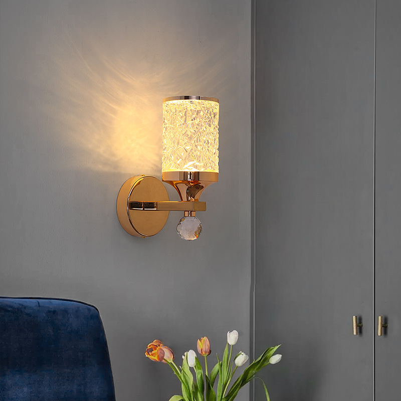 lámpara de cabezal de cama dormitorio pasillo nórdico lámpara de cabezal de cama escalera lujosa lámpara de pared cristal minimalista sala de estar pared creativa