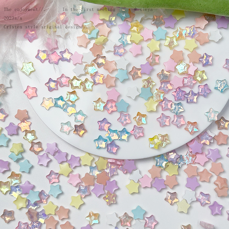 Explosive Macaron Aurora Mocha Star Nail Art Jewelry Color Mini Five-pointed Star Nail Art Jewelry Nail Art Diamond Jewelry