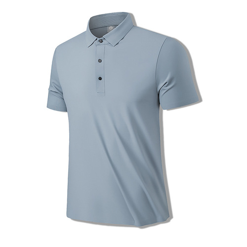 Men's Business Ice Silk Polo Shirt, New Style, Collar-up, Sporty and Casual, Loose and Breathable, Half-sleeve Top, Trendy Short-sleeve T-shirt