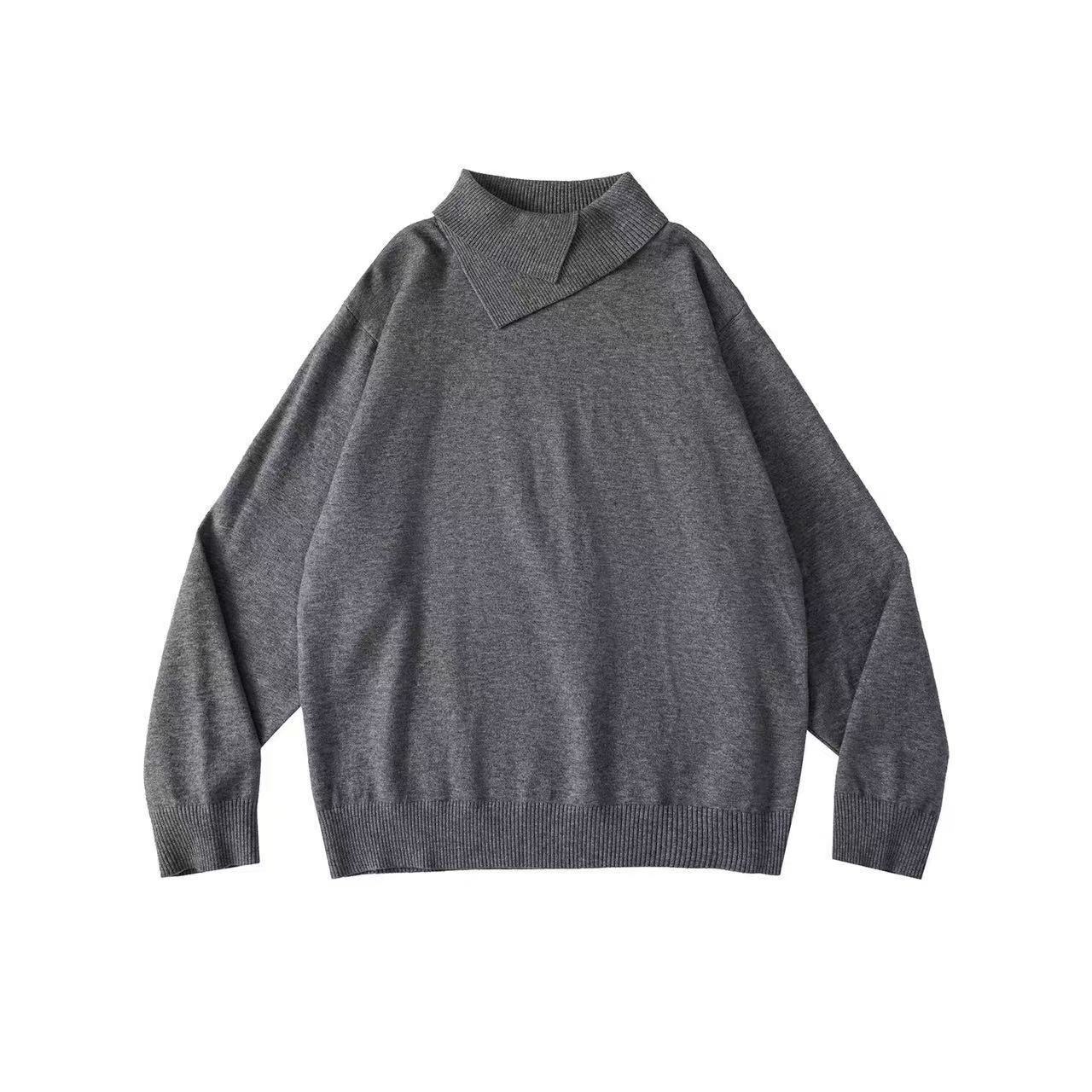 Explosiones transfronterizas de tamaño europeo de tamaño grande forma de doble cuello de jersey de punto suéter hombre perezoso otoño invierno fábrica al por mayor