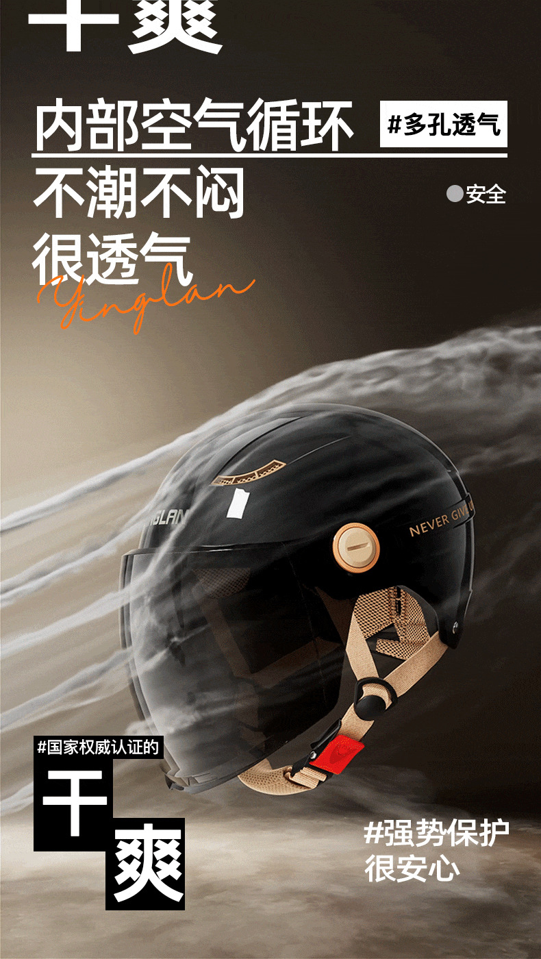 Helmet for Men and Women, Motorcycle, Electric Vehicle, New National Standard 3C Certification, All-Season Universal Battery Vehicle Safety Helmet, Half Helmet