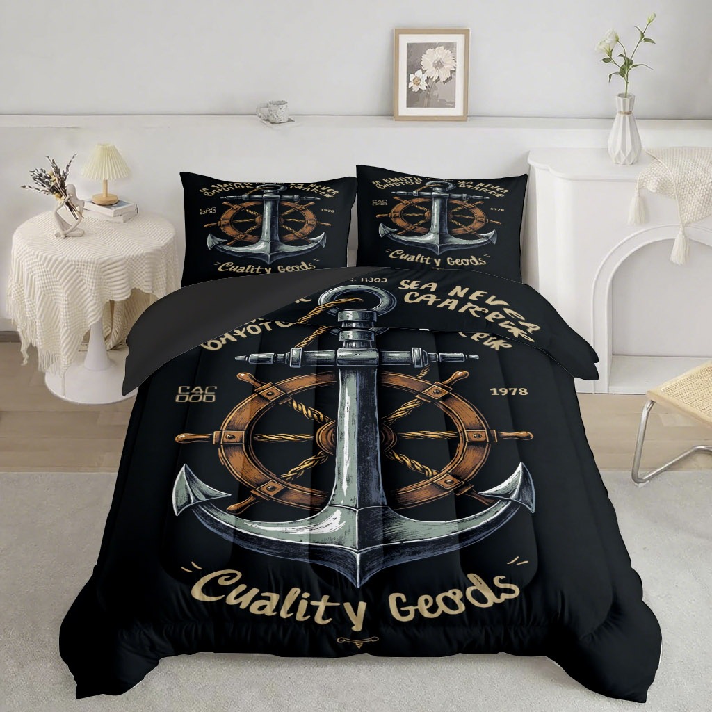 TEMU / JIT navegación transfronteriza ancla brújula impresión digital 3D 180gms colcha almohada set