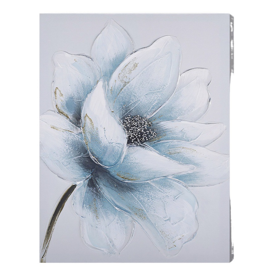 クロスボーダー人気モダンシンプルブルー花キャンバス画サンプルプレート間ホテル装飾画リビングルーム寝室玄関実物