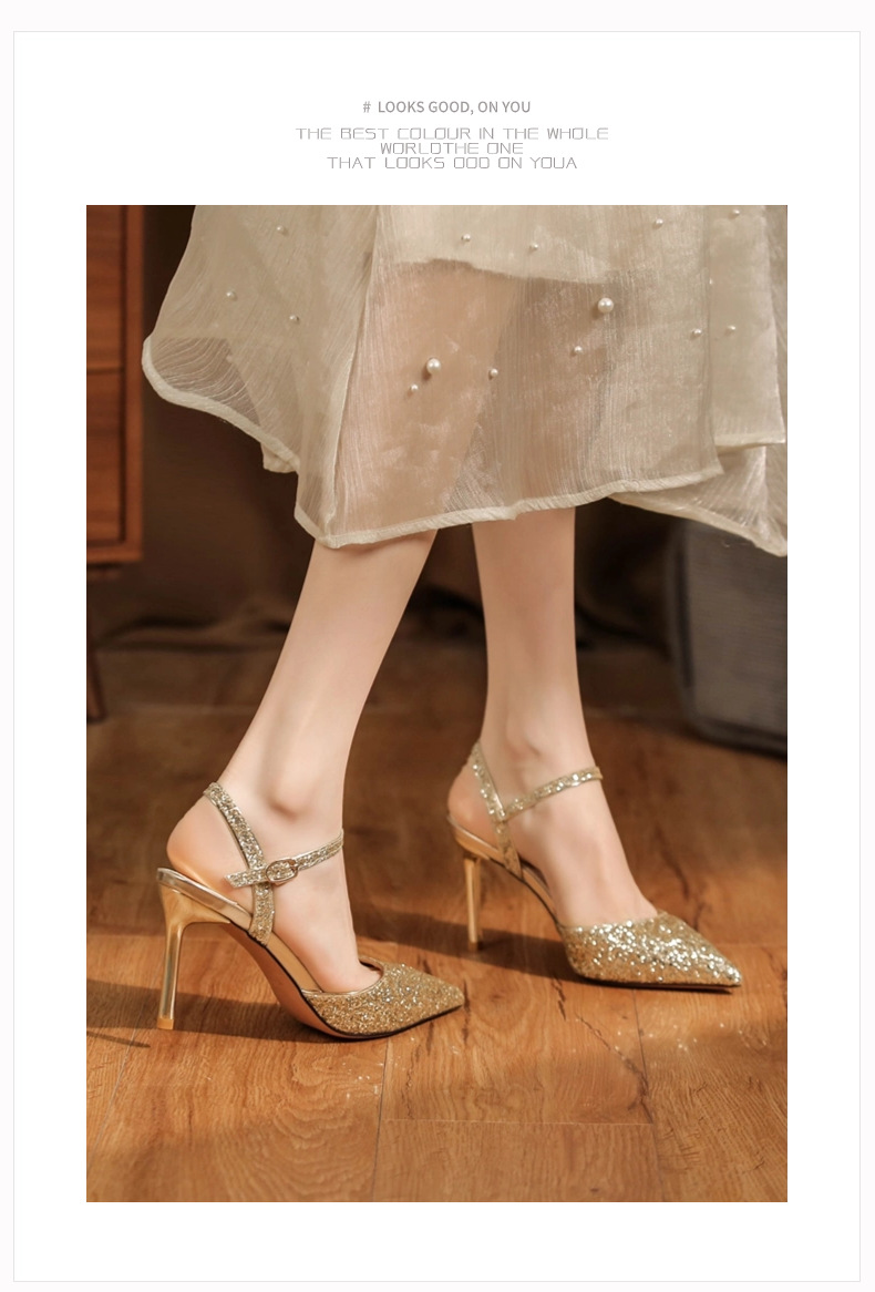 2024 Neues Pailletten-Stirnband, hinten leere High Heels, Sandalen, zwei Tragen, High Heels, High Heels, Eleganz, Pendeln, professionelles Bankett_voghion.com