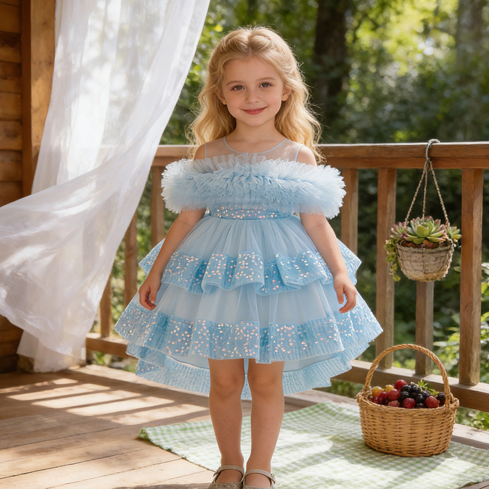 Vestido de niños de Amazon, vestido de princesa, lentejuelas, vestido de fiesta de niña de flores, vestido de noche de un año de bebé