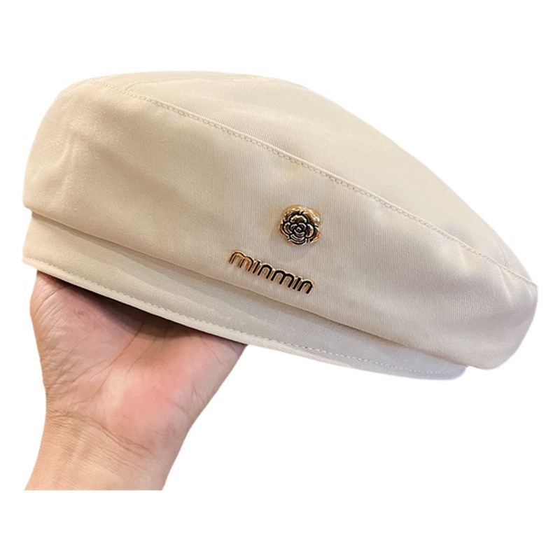 Pequeña brisa fragante boina Flores y letras decoración del sombrero de perla niños primavera y otoño luz lujo Moda pintor sombrero