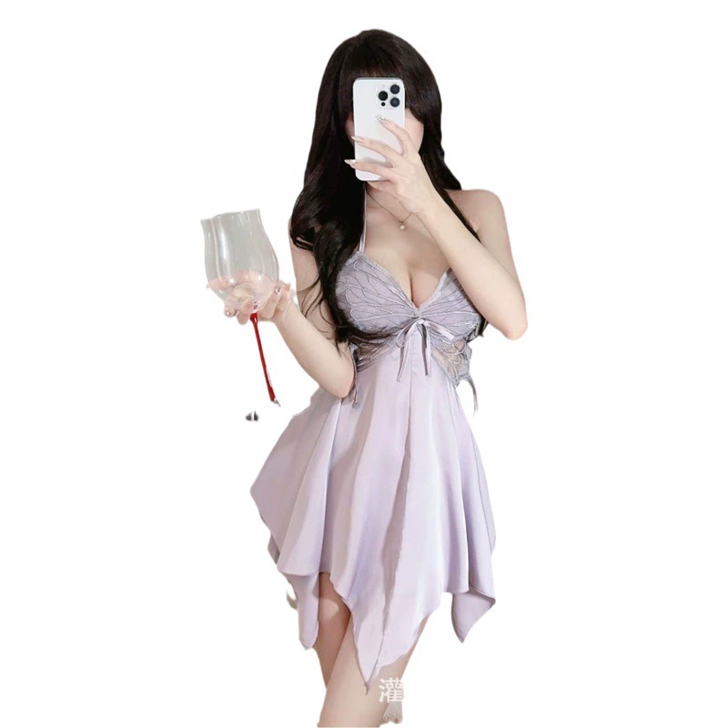 Новое сексуальное женское белье ледяной шелк пижамы нагрудная Подушка пуш-ап Перспектива лук сексуальная ночная рубашка верхняя одежда домашняя одежда