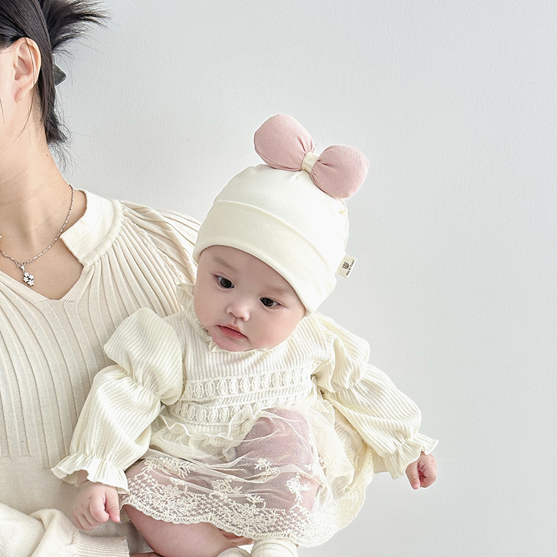 Bebés primavera y otoño delgada puerta de chimenea gorra bebé 0 - marzo recién nacido gorra de mes pequeño gorra