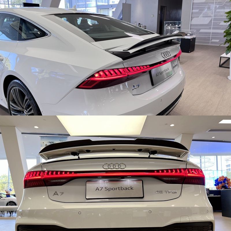 Suitable for 19-24 Audi A7 Rear Wing A7L Modified Racing Version Blade Rear Wing Paste Without Punching Paint Black
