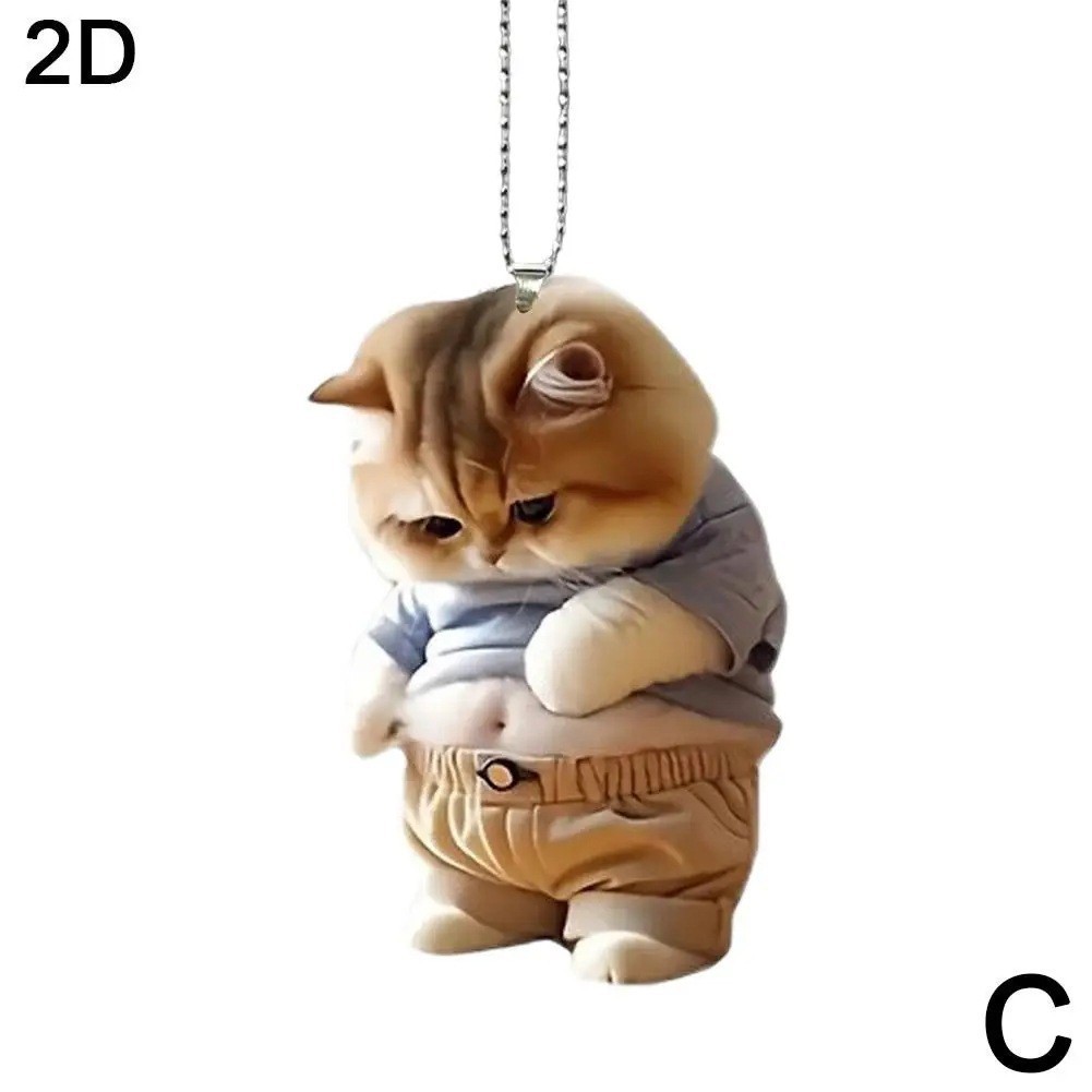 Nuevos productos transfronterizos Colgante de gato de vientre grande Mochila Accesorios para el hogar Colgante de automóvil plano acrílico 2D image 8