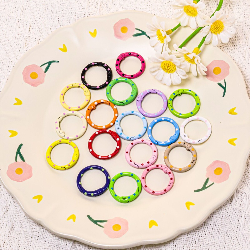 Dopamine-colored creative polka dot spring ring zinc alloy buckle, DIY material accessories, wholesale for bags Dopamine-colored creative polka dot spring ring zinc alloy buckle, DIY material accessories, wholesale for bags