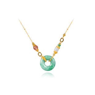 in stock Natural Burma A Goods Jade Pendant Pendant Necklace Women S925 Silver Plated 18K Gold Sweater Chain Factory