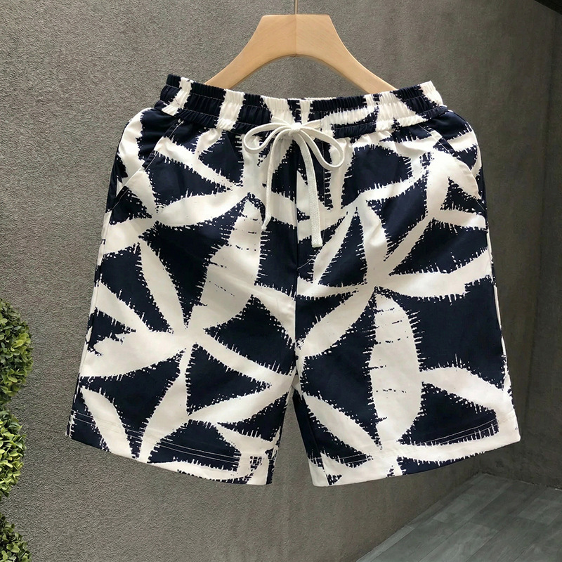 Men's Vintage Floral Print Shorts High Street Fashion Loose Fit 5-Inch Casual Beach Shorts Summer Retro Style_viptrois.com