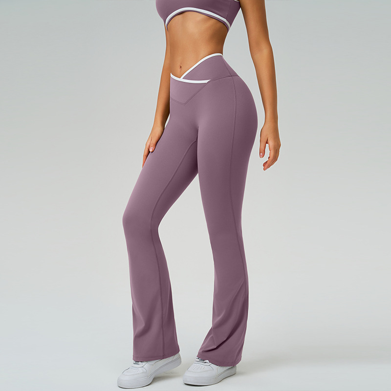 Transfronterizos europeos y estadounidenses desnudos, pantalones apretados, pantalones de cintura alta y piernas anchas, pantalones de boquilla, pantalones deportivos para mujeres, 8843