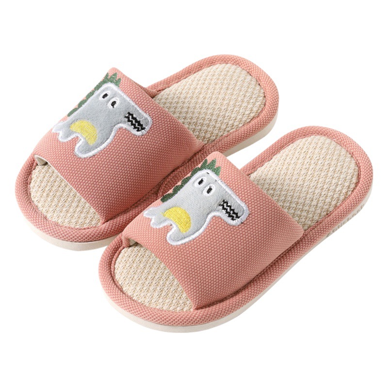 Cartoon Little Dragon Baby Boys and Girls Summer Spring and Autumn Seasons Linen PVC Indoor and Outdoor Home Wood Floor Baby Slippers