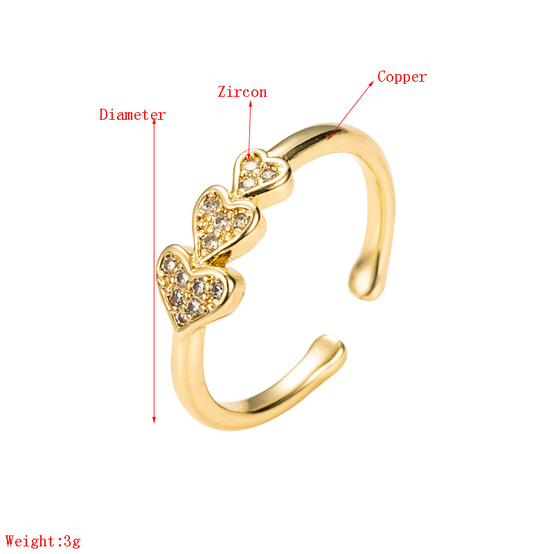 Moda Europea Y Americana Transfronteriza Anillo Ajustable De Apertura De Anillo De Circonita Con Microincrustaciones De Cobre Chapado En Oro De 18k display picture 1