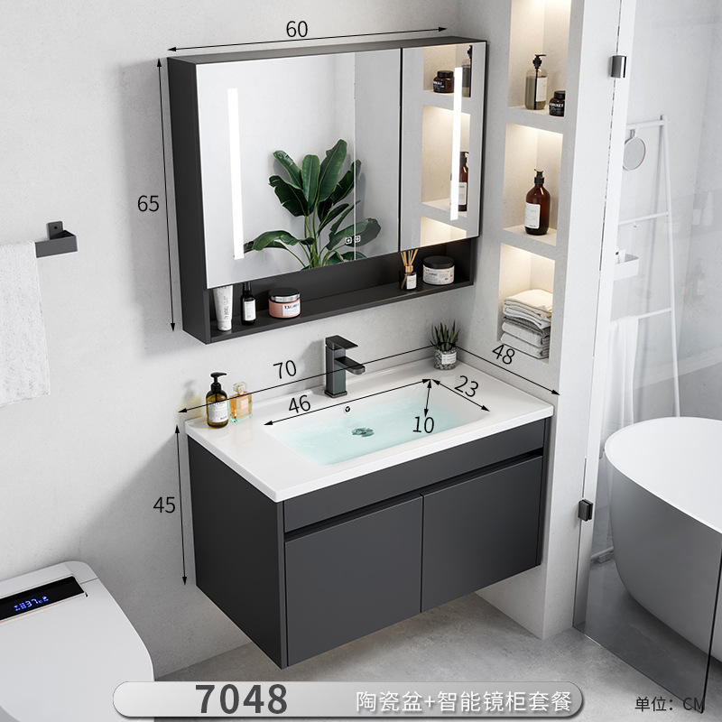 Gabinete de baño de aluminio moderno espacio combinado lavabo lava