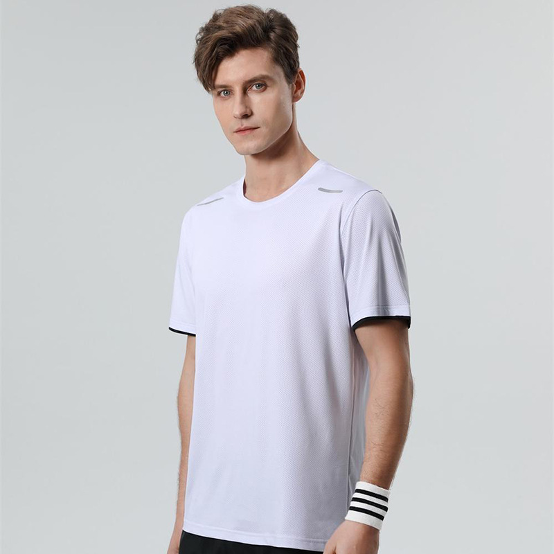 Camisa publicitaria Camiseta con logotipo impreso de manga corta superior al aire libre maratón Camiseta súper suave transpirable ropa deportiva ventas directas de fábrica