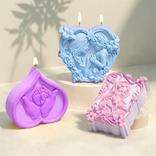 diy爱心母女巧克力装饰翻糖烘焙模具 圣母浮雕香薰蜡烛石膏模具