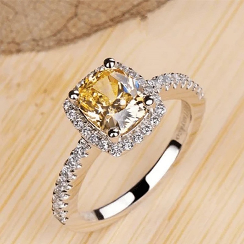 Square Pattern Women's Gender Business Square Copper Inlay Zircon Rings