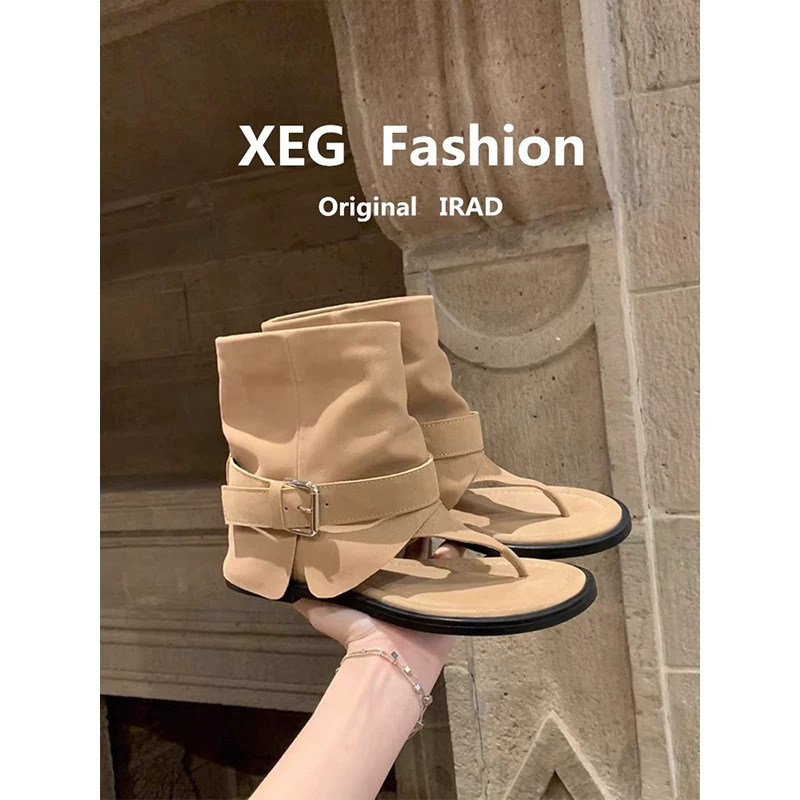 Cowhide Super Trendy Internal Height-Increasing Thong-Toe Sandals for Women 2026 New Summer Bootie Flip-Flop Thong-Toe Short Boots Sandals Cowhide Super Trendy Internal Height-Increasing Thong-Toe Sandals for Women 2026 New Summer Bootie Flip-Flop Thong-Toe Short Boots Sandals