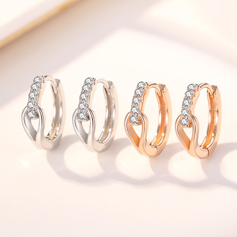 Luz de lujo círculo geométrico elegante pendientes de plata esterlina S925 pendientes redondos incrustados en diamantes de moda todo partido nicho sentido del diseño