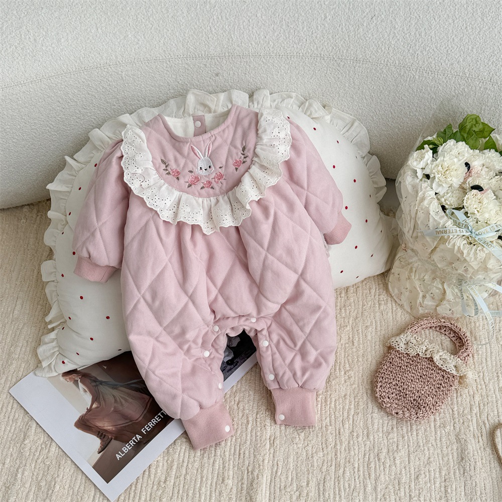 Ropa de bebé Ropa de otoño e invierno Ropa de bebé de una pieza Princesa más algodón acolchado de terciopelo Ropa de algodón súper linda para bebés Ropa de salida de invierno