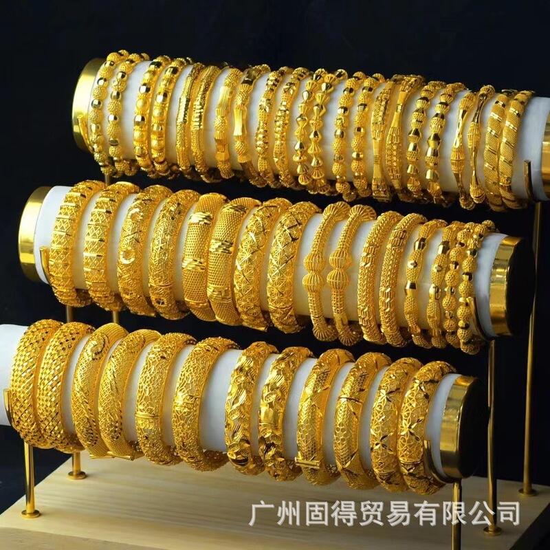 24K Gold-Plated Bracelet Dubai Wedding Indian Nigerian Women's Bridal Sand Gold Jewelry Wholesale Dubai Wedding