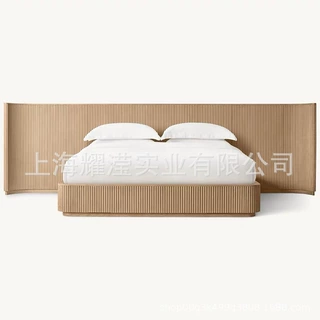 RH美式实木大床新款北欧创意别墅会馆主卧双人床高端简约大户型