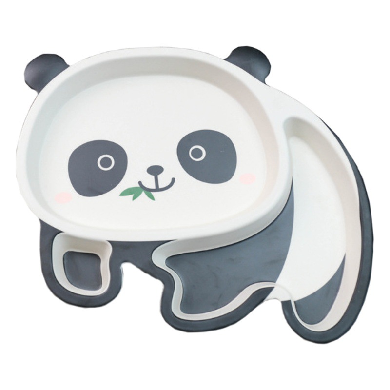 Bamboo Fiber Children's Tableware Set, Cute Panda Eating Bowl, Baby Divided Plate, High-Quality Animal-Shaped Plate