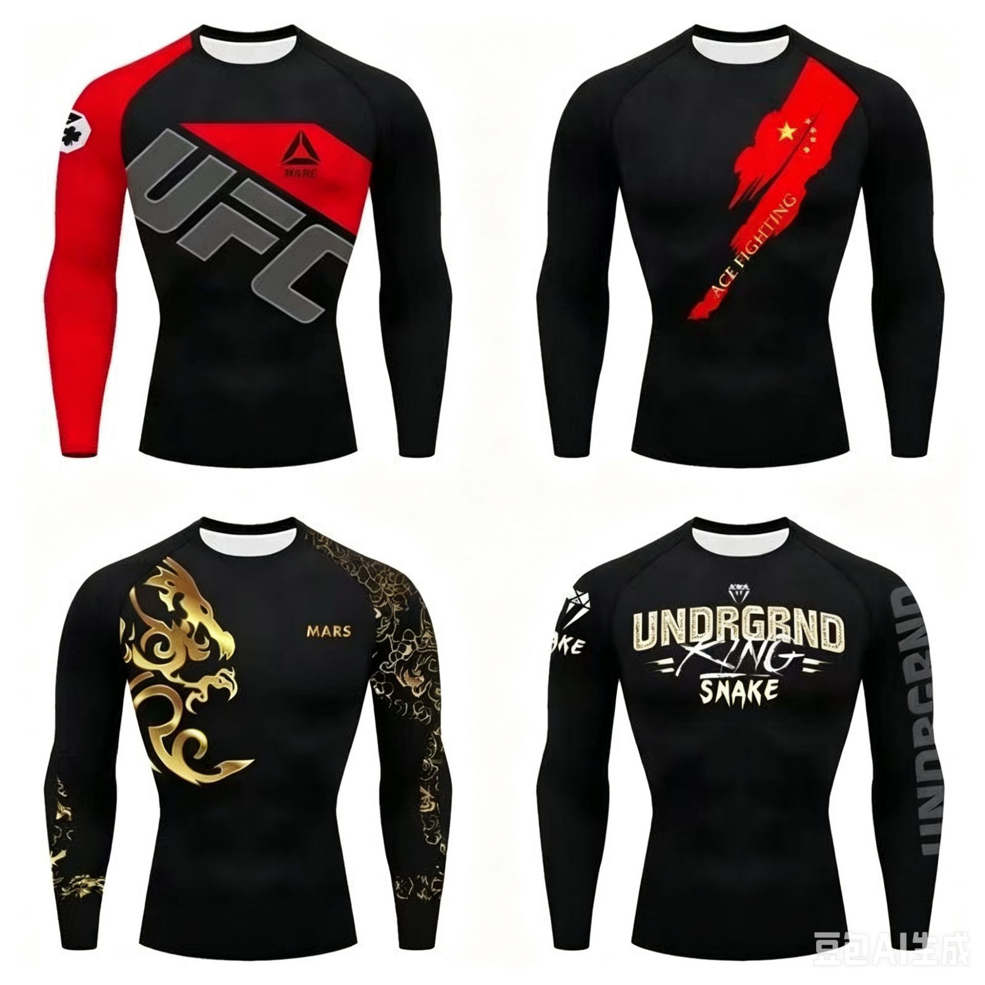 Boxing Training Suit Set, Fighting and Fitness Sportswear, Ufc Long-Sleeve Quick-Dry Clothing, Children's Venom