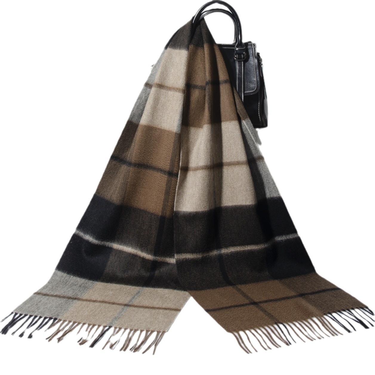 Bufanda de cachemira teñida con hilo de diseño de ondas de agua, estilo nuevo de otoño e invierno, cepillada, con borlas modernas, versátil.