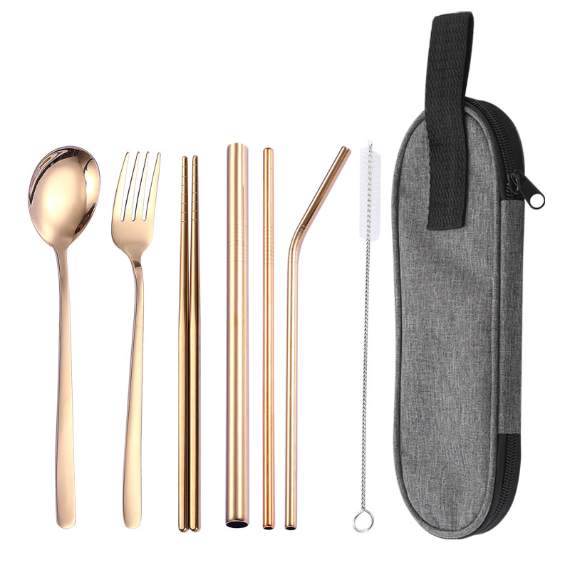 로즈 골드 7 종 세트/다크 그레이 가방