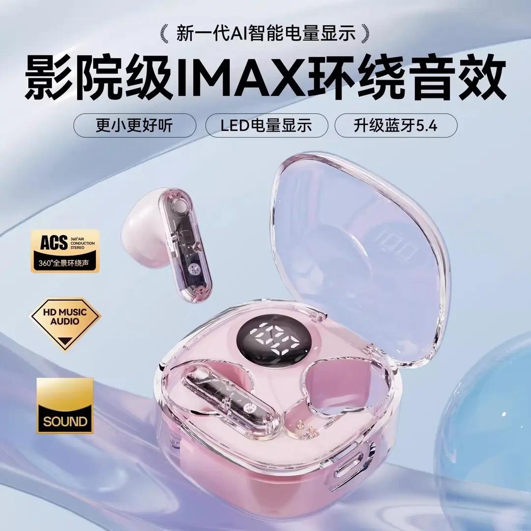 Alta sensación de cámara transparente MAX20 auriculares inalámbricos Bluetooth tipo auriculares de larga duración llamadas de reducción de ruido TWS universal
