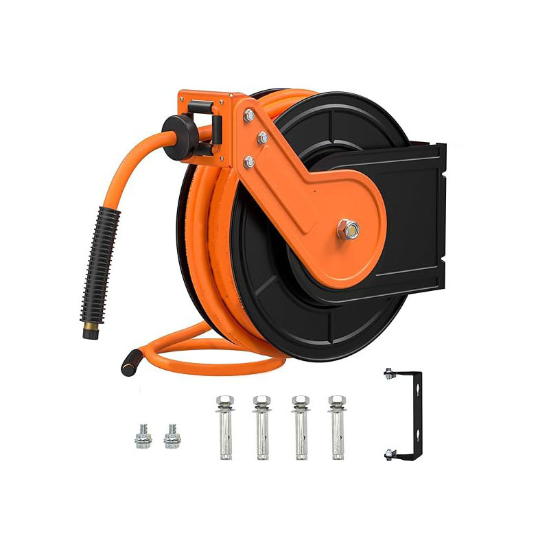 Retractable Air Hose Reel with Swivel Bracket Hybrid Hose Wall Mount Air Compressor Hose Reel