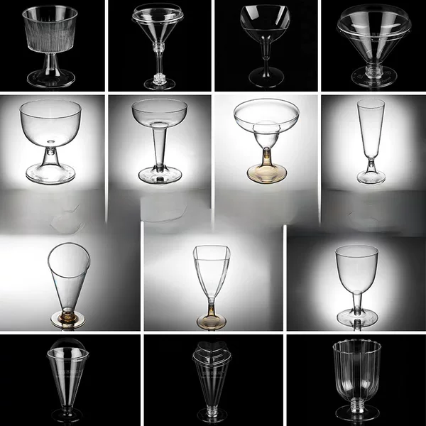 Tall Mousse Cup Pudding Ice Cream Red Wine Champagne Glass Disposable Hard Plastic Cup with Lid Factory Direct Supply
