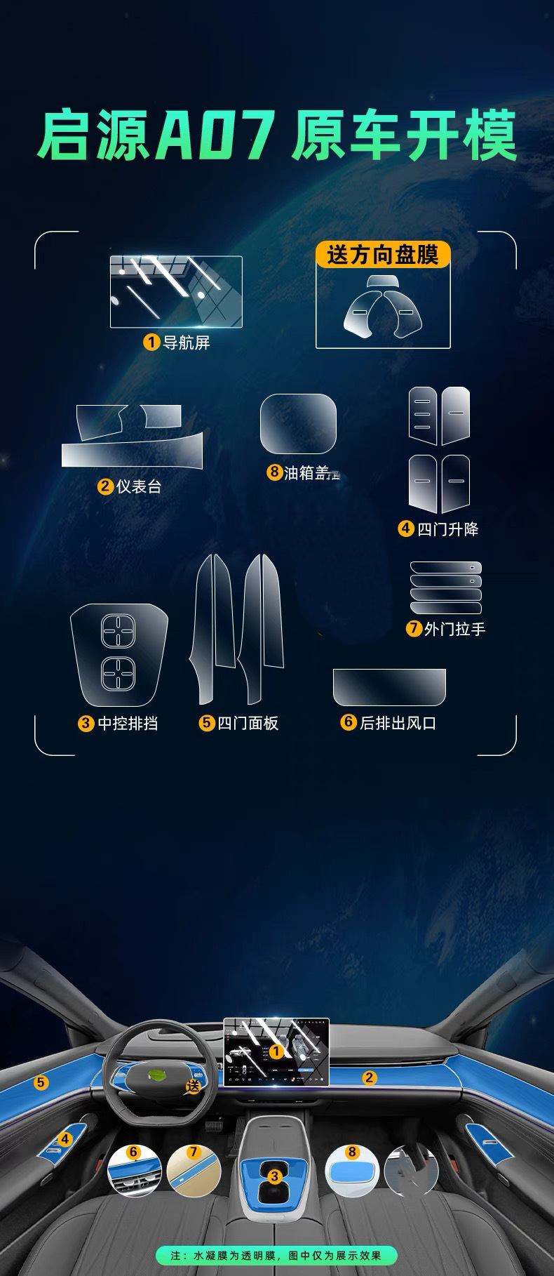 25 Models Suitable for Changan Qiyuan A07 Interior Screen Protection Tpu Film Central Control Film Decoration Supplies Modification Parts