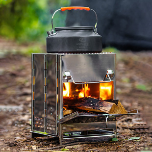 Outdoor Stainless Steel Barbecue Oven Folding Burning Table BBQ Firewood Stove Camping Heating Stove Charcoal Barbecue Oven Grill