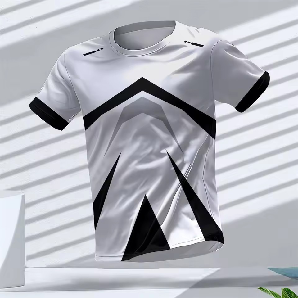 Europa y América AliExpress Cross-border hombres deportes de verano malla suelta transpirable y deshumidificación manga corta cuello redondo camiseta impresión 3D