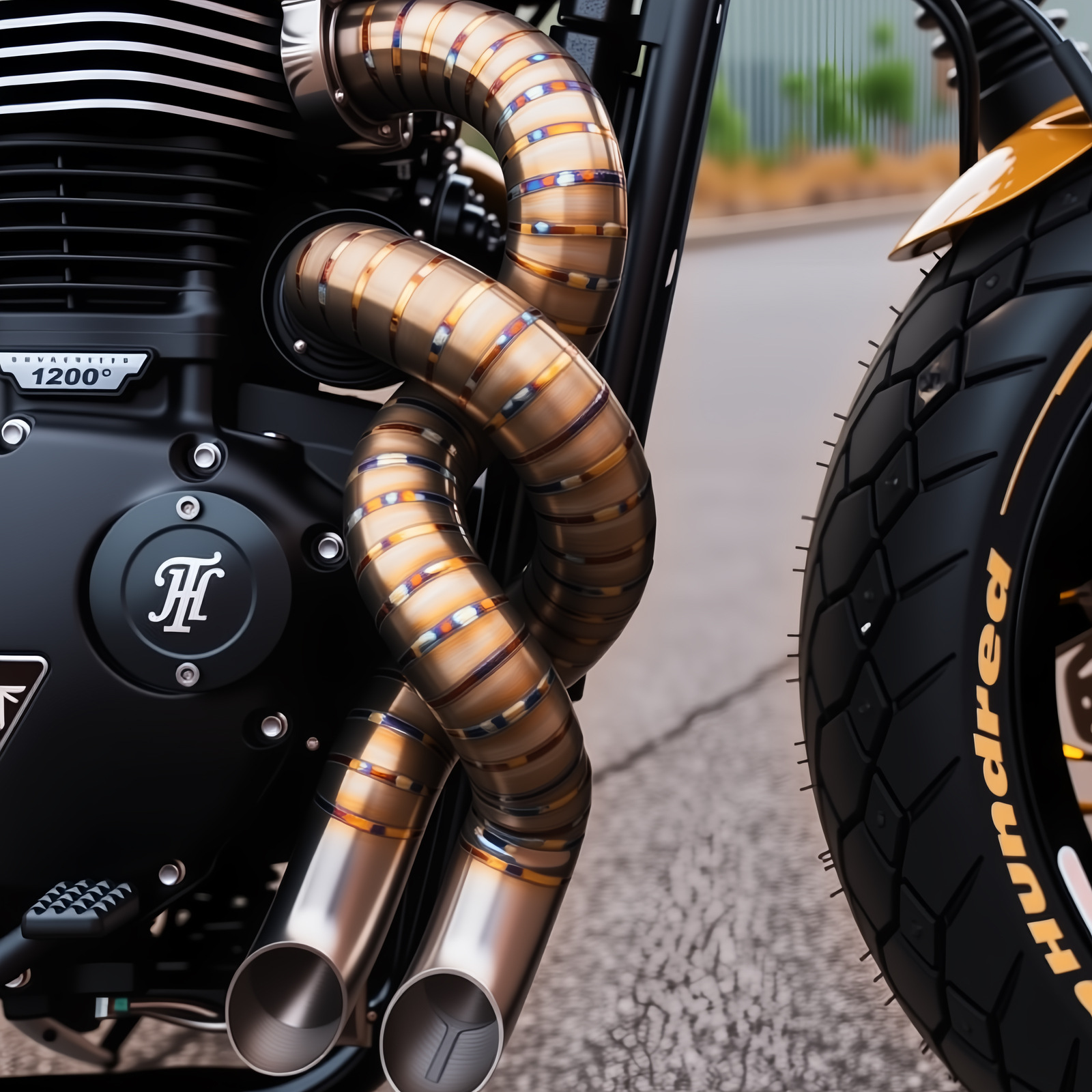 Suitable for Triumph Bobber Modified Retro Motorcycle Twist Exhaust Pipe Stainless Steel Exhaust Pipe Front Exhaust